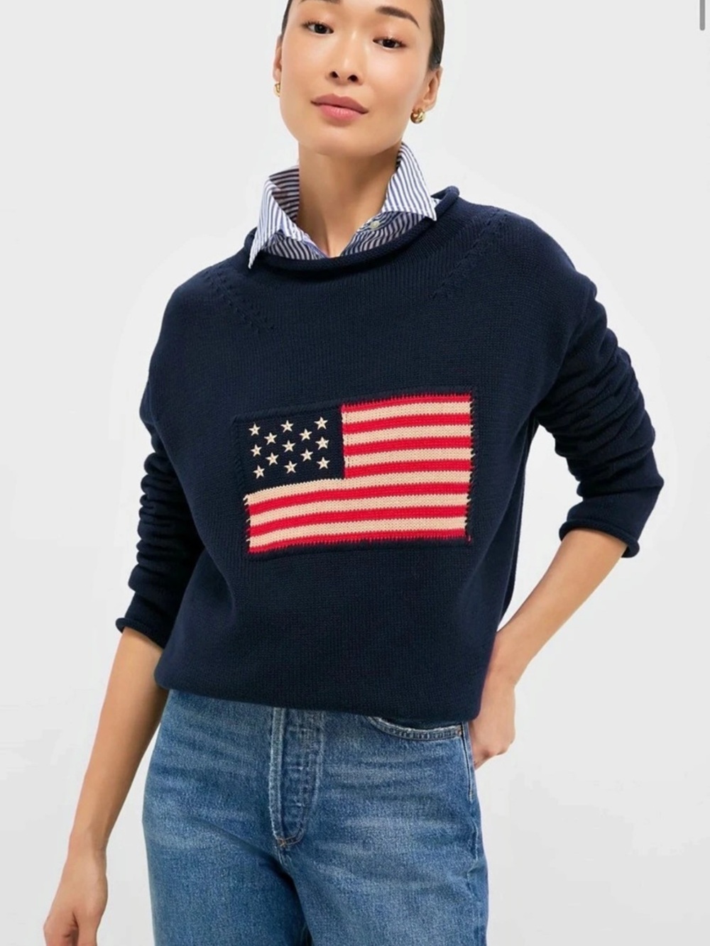 Tuckernuck Navy Cotton Rollneck Americana Sweater